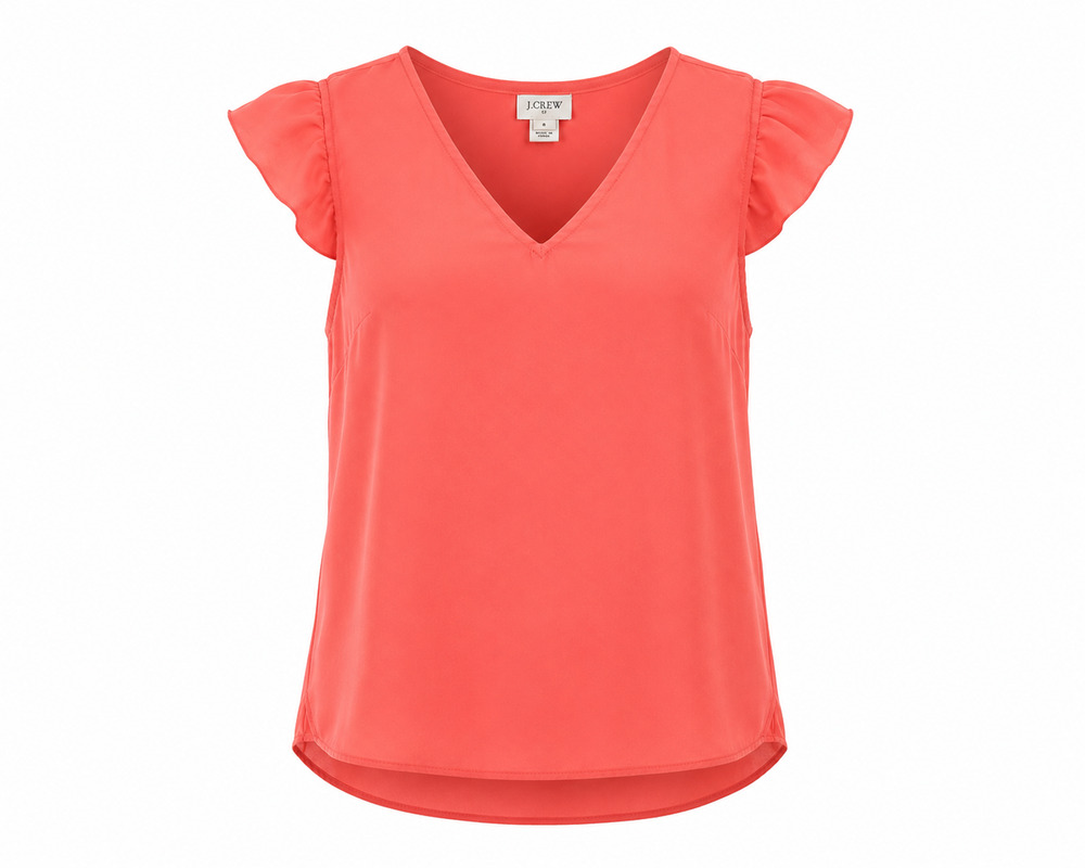 J.Crew Coral Flutter Sleeve Blouse – Size 8